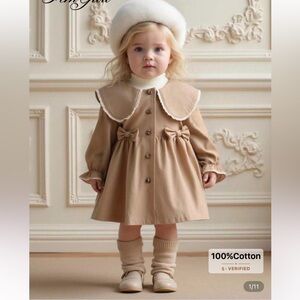 Adorable Tan Coat with Bow Details